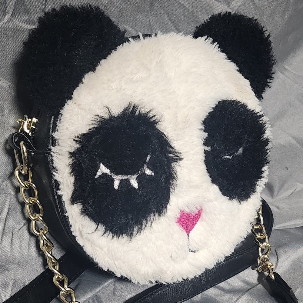 Luv Betsey By Betsey Johnson Furry Panda Crossbody With Adjustable Straps